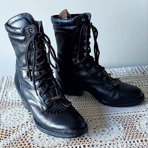 Double H Shoes - DOUBLE-H Size 9.5 Women's Opanka Packer Western Black Leather Lace Up Work Boot
